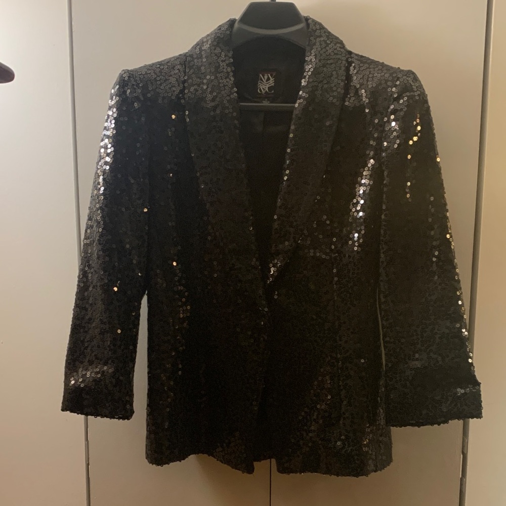 NY&C Women's Sequin Covered Black Blazer - Picture 2 of 8